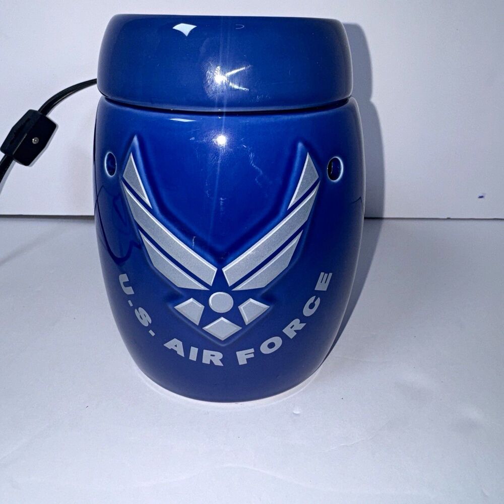 Aim High W/Scentsy US Air Force Blue Ceramic Accent Lamp Wax Warmer 120V Switch